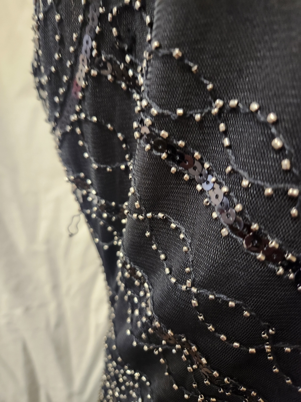 Fundaisy NWT Black Sequin Beaded Embellished Flapper Evening Gown Dress SZ XL - Picture 4 of 16